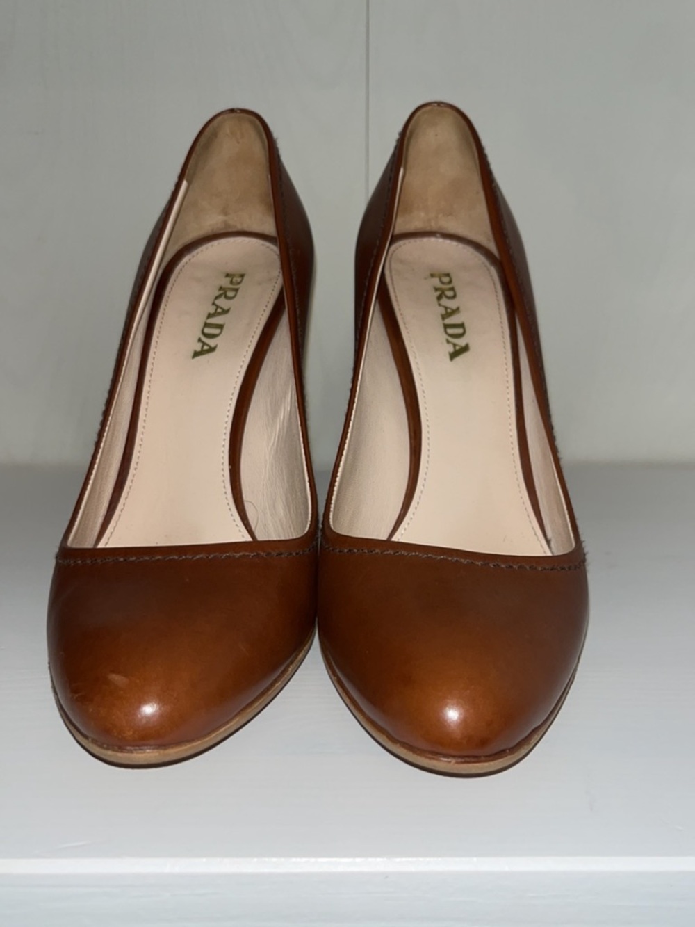 Prada Brown Leather Pointed-Toe Stiletto Pumps - Picture 3 of 14